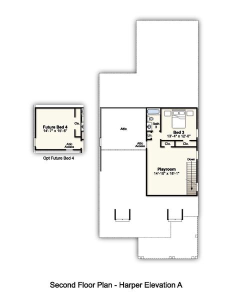 2D floor plan layout for the Harper by Grant & Co in Lockwood, Collierville, TN (Image 4).