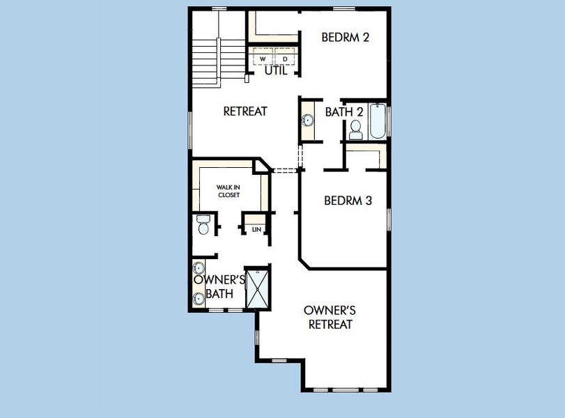 2D floor plan layout for the The Bates by David Weekley Homes in Baseline Peaks Collection, Westminster, CO (Image 6).