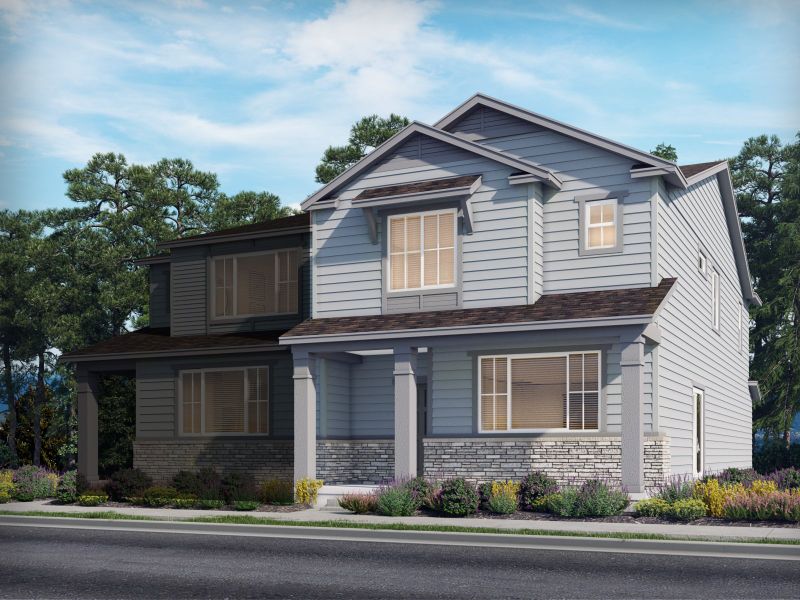 Representative exterior photo of a completed home built from the The Silverton by Meritage Homes in York Station, Thornton, CO (Image 5). Representative exterior photo of a completed home built from the The Silverton by Meritage Homes in York Station, Thornton, CO (Image 5).