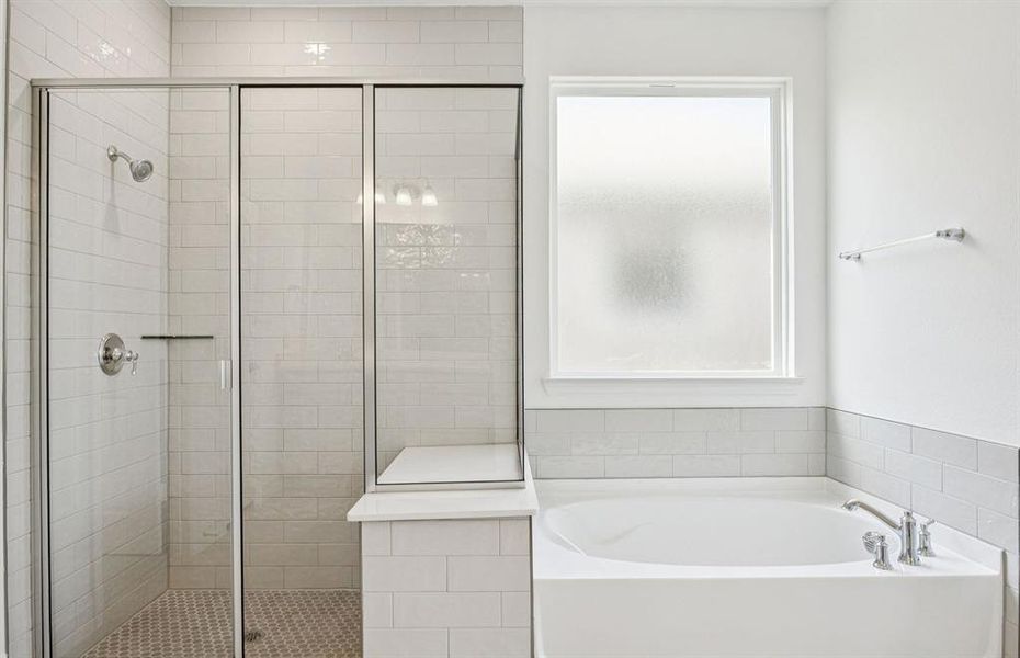 Modern owner's bath with a spacious shower and large tub Modern owner's bath with a spacious shower and large tub