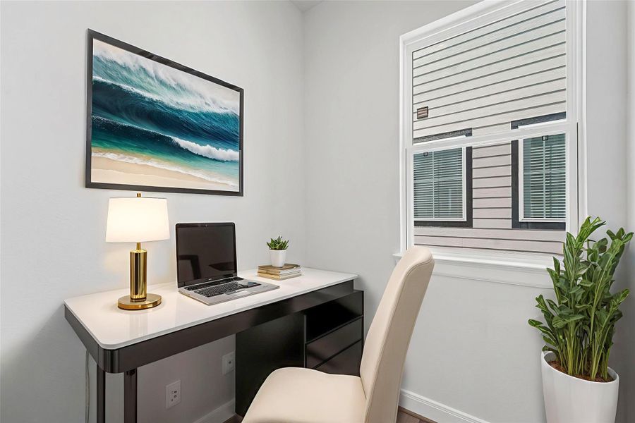 Furnished interior view inside a new home in The Corner At Buffalo Pointe, Houston (Image 23).