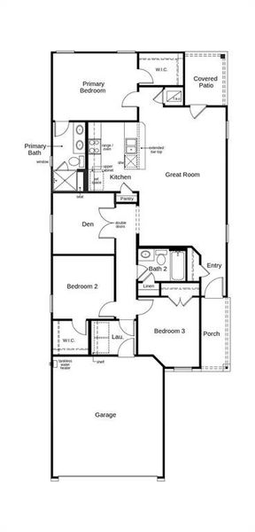 This floor plan features 3 bedrooms, 2 full baths, and over 1,300 square feet of living space.