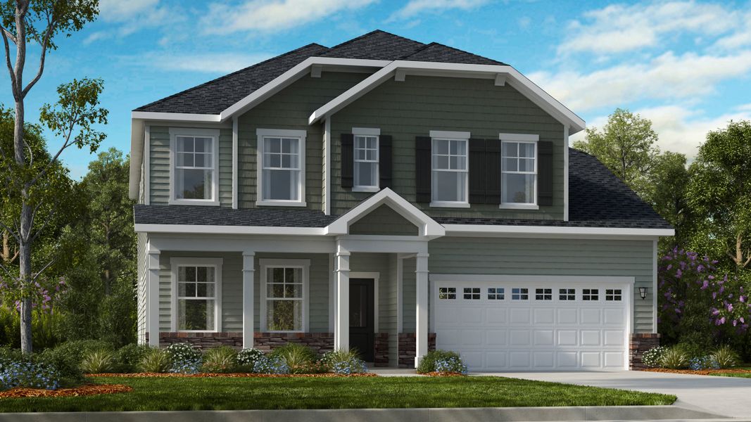 Representative exterior photo of a completed home built from the Wayland by Taylor Morrison in Hidden Creek, Cary, NC (Image 16). Representative exterior photo of a completed home built from the Wayland by Taylor Morrison in Hidden Creek, Cary, NC (Image 16).