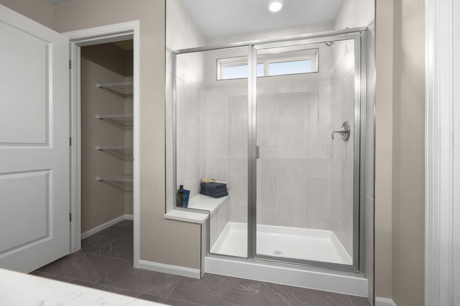 Walk-in shower at primary bath