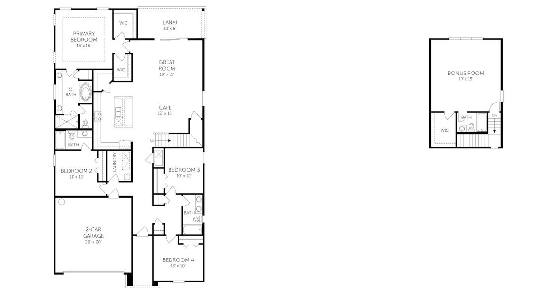 2D floor plan layout for the Stonehurst II - 60' Homesites by Dream Finders Homes in Seminole Trace - Single Family Homes, Palm Coast, FL (Image 3).