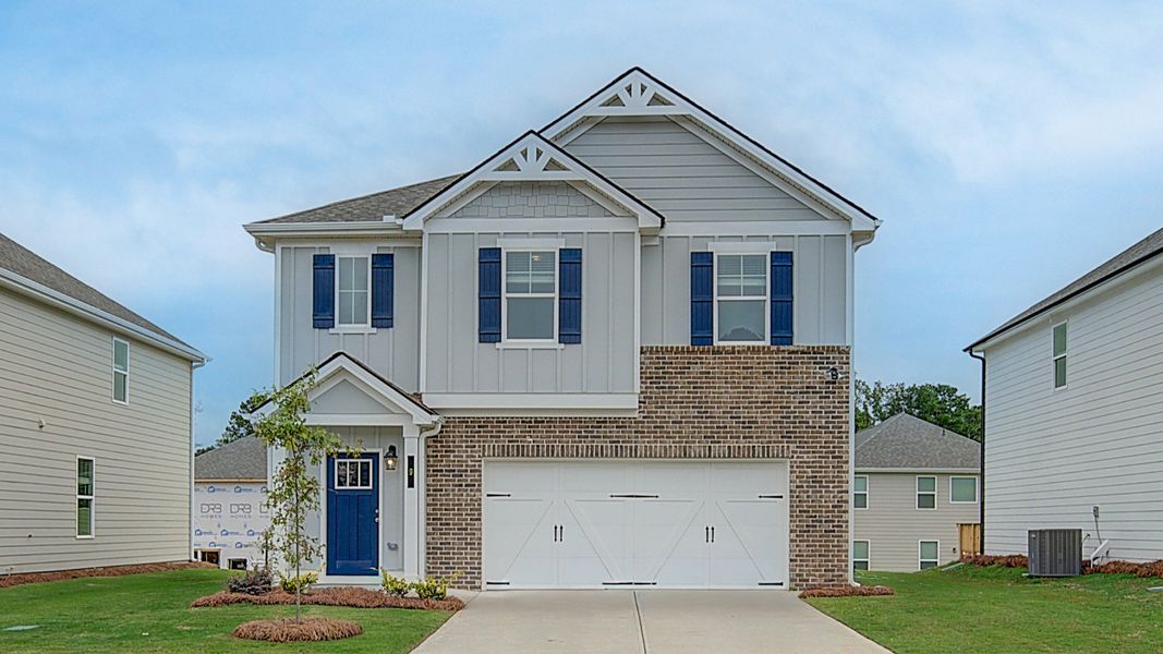 Representative exterior photo of a completed home built from the Layla II by DRB Homes in Enclave at Evergreen, Fairburn, GA (Image 24).