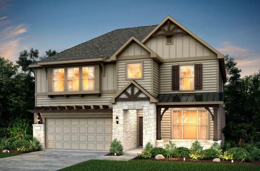 Pulte Homes, Caldwell elevation K, rendering