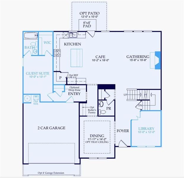 2D floor plan layout of this home in Sierra Creek, Hoschton, GA (Image 3).