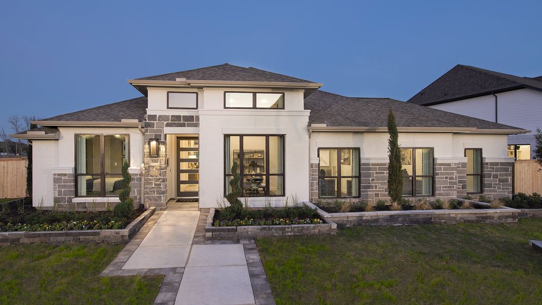 Representative exterior photo of a completed home built from the 3112W by Perry Homes in Lakes of Cane Island, Katy, TX (Image 17). Representative exterior photo of a completed home built from the 3112W by Perry Homes in Lakes of Cane Island, Katy, TX (Image 17).