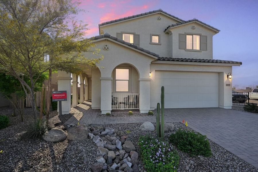 Representative exterior photo of a completed home built from the Wedgewood by Taylor Morrison in La Mira Discovery Collection, Mesa, AZ (Image 25). Representative exterior photo of a completed home built from the Wedgewood by Taylor Morrison in La Mira Discovery Collection, Mesa, AZ (Image 25).