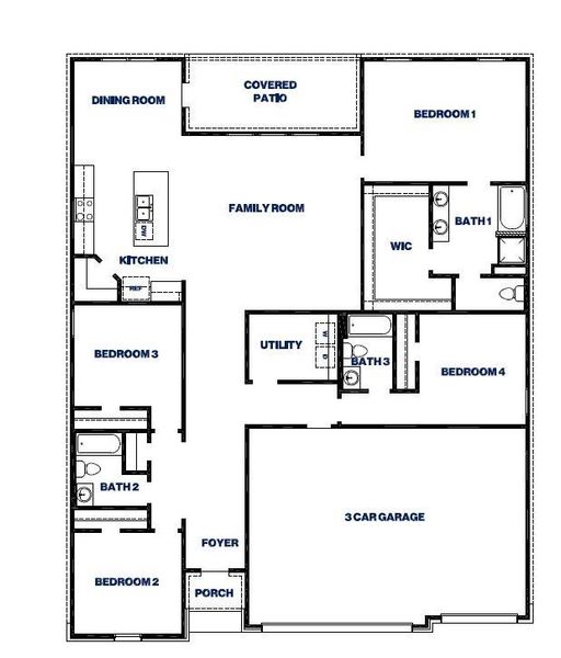 2D floor plan layout of this home in Medina, Dayton, TX (Image 2).