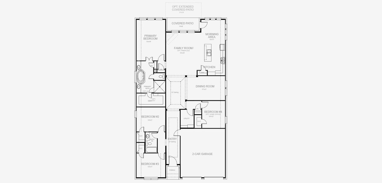 2D floor plan layout for the 2187W by Perry Homes in Walsh Ranch 50', Aledo, TX (Image 5).