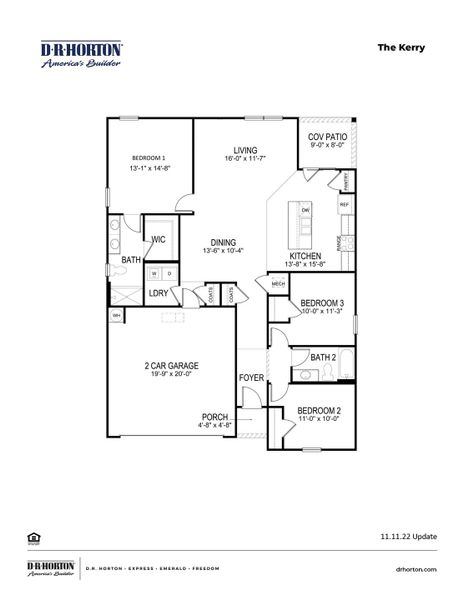 2D floor plan layout of this home in Stanbury Creek, Supply, NC (Image 3).