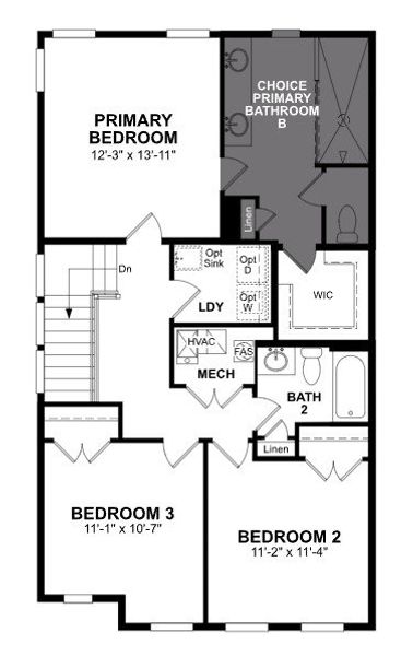 2D floor plan layout of this home in The Groves at Myrtle, Roswell, GA (Image 4).