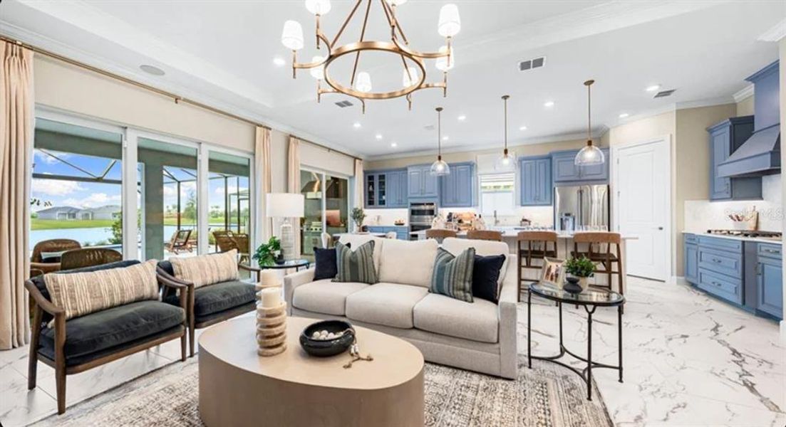 Furnished interior view inside a new home in Esplanade at Wellen Park, Englewood (Image 6).