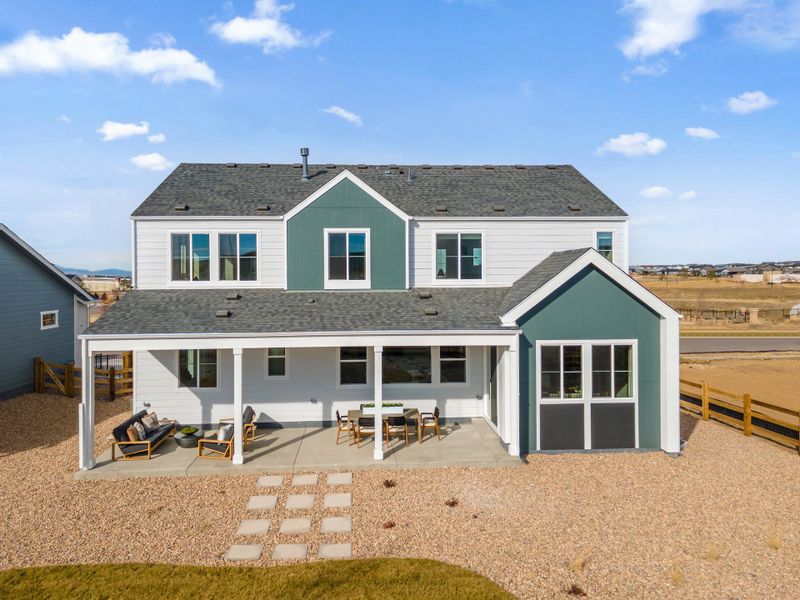 Representative exterior details of a home built from the 4904 by Risewell Homes in The Aurora Highlands, Aurora (Image 3).