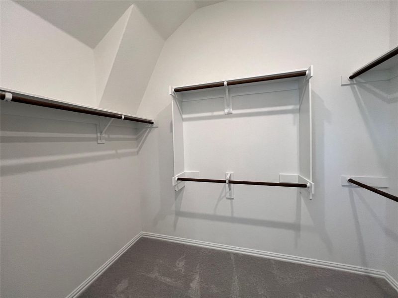 Spacious closet with carpet flooring Spacious closet with carpet flooring