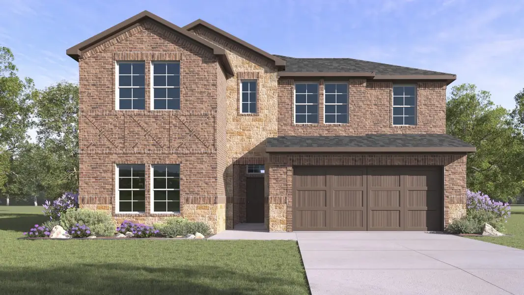 Front exterior of a new home in Liberty Crossing, Royse City, TX, highlighting curb appeal (Image 1). Front exterior of a new home in Liberty Crossing, Royse City, TX, highlighting curb appeal (Image 1).