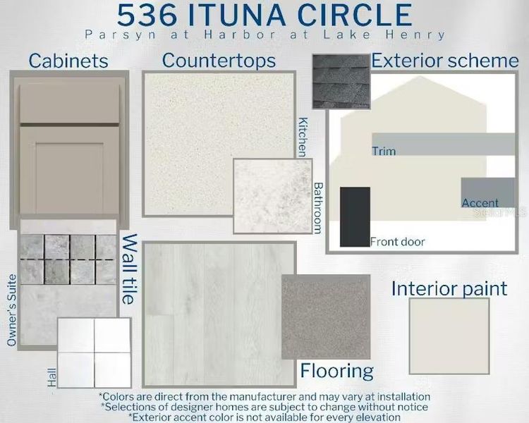 Sample of building materials used in homes in Harbor at Lake Henry - Single-Family Homes, Winter Haven (Image 3).