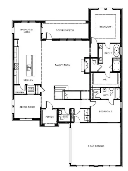 2D floor plan layout for the Rothko by D.R. Horton in Grace Woods, Carrollton, TX (Image 3).