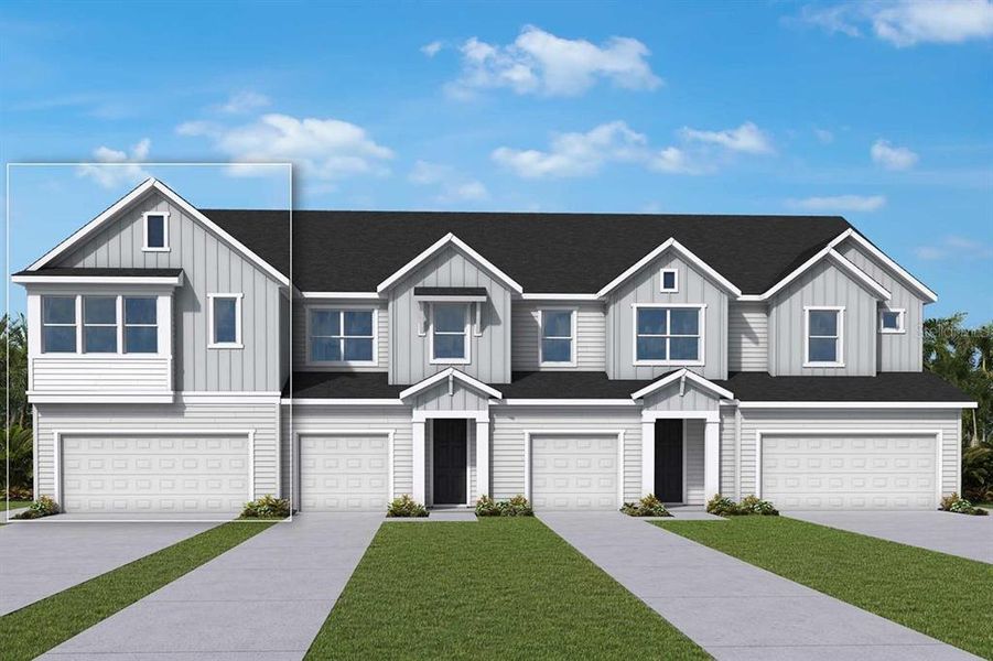 Front exterior of a new home in Preserve at The Cays – The Harbor Series, Daytona Beach, FL, highlighting curb appeal (Image 1). Front exterior of a new home in Preserve at The Cays – The Harbor Series, Daytona Beach, FL, highlighting curb appeal (Image 1).