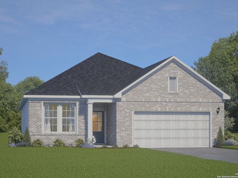 Front exterior of a new home in Bricewood, San Antonio, TX, highlighting curb appeal (Image 2). Front exterior of a new home in Bricewood, San Antonio, TX, highlighting curb appeal (Image 2).