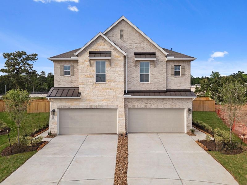 Front exterior of a new home in Woodforest, Montgomery, TX, highlighting curb appeal (Image 17).