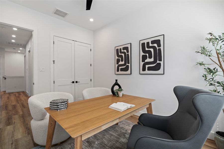 An ample secondary bedroom with its own bath offers flexible living — perfect as a comfortable guest suite or a spacious home office tailored to your needs. An ample secondary bedroom with its own bath offers flexible living — perfect as a comfortable guest suite or a spacious home office tailored to your needs.