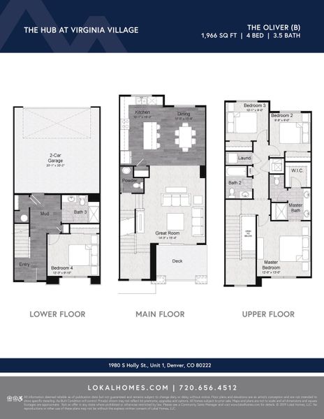 2D floor plan layout of this home in The Hub at Virginia Village, Denver, CO (Image 3).
