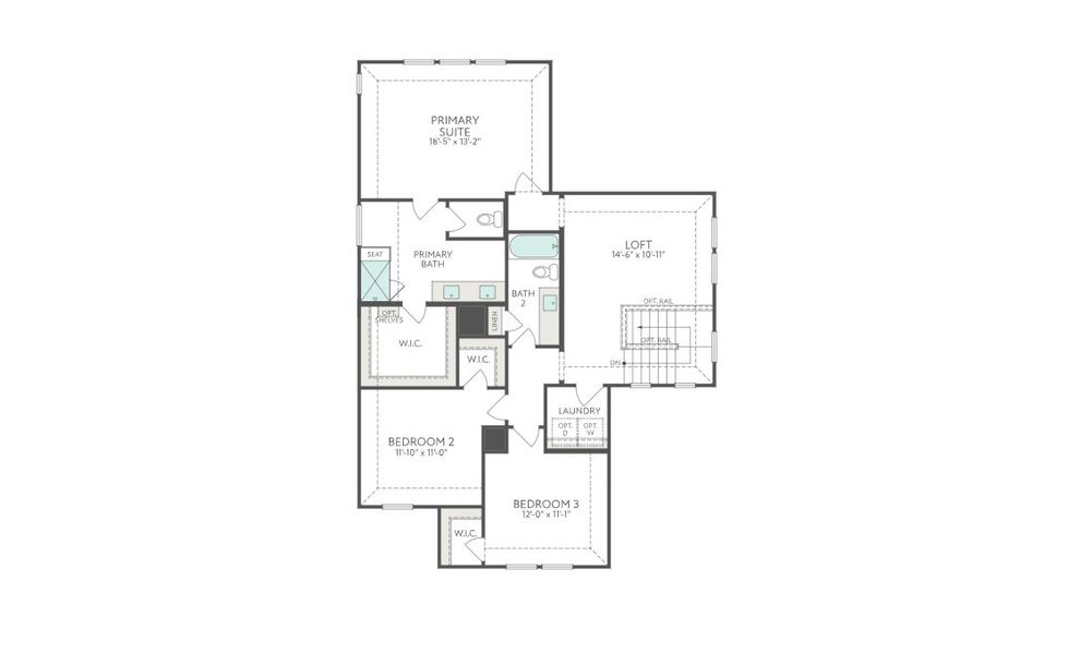 2D floor plan layout for the Laurel by Tri Pointe Homes in Treeline, Justin, TX (Image 4).