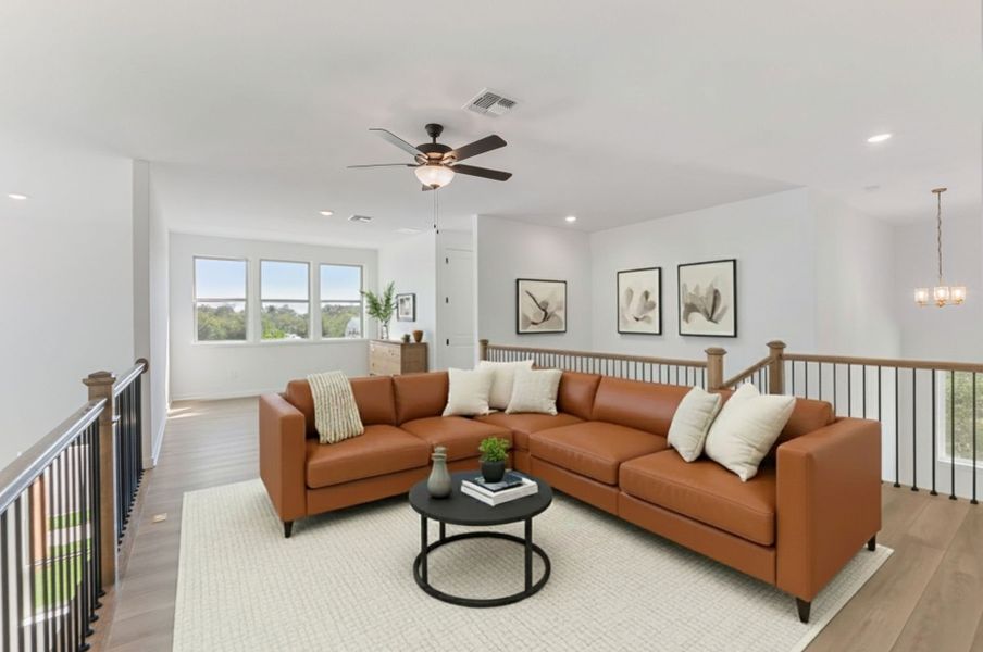 Representative furnished interior of a home built from the Electra by Pulte Homes in 6 Creeks, Kyle (Image 16).