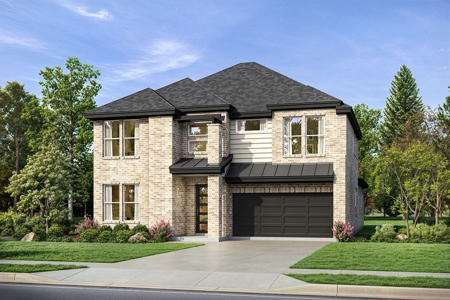 Representative exterior photo of a completed home built from the Amberly by Landon Homes in Fields - East Village, Frisco, TX (Image 7).