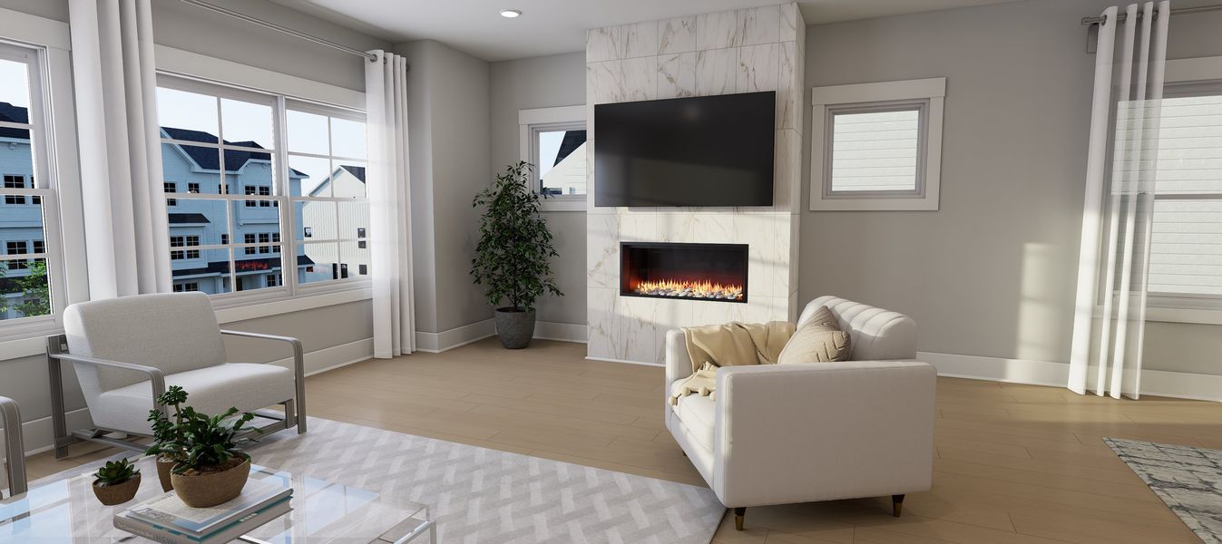 Representative furnished interior of a home built from the Atlas End Unit by Baker Residential in Atwater Station - Midtown Collection, Fuquay Varina (Image 35).