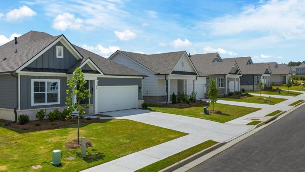 Front exterior of a new home in Hamptons at Riverwood North, Dallas, GA, highlighting curb appeal (Image 43).