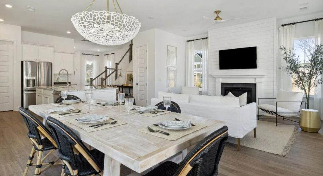 Furnished interior view inside a new home in Carnes Crossroads: Row Collection, Summerville (Image 8). Furnished interior view inside a new home in Carnes Crossroads: Row Collection, Summerville (Image 8).