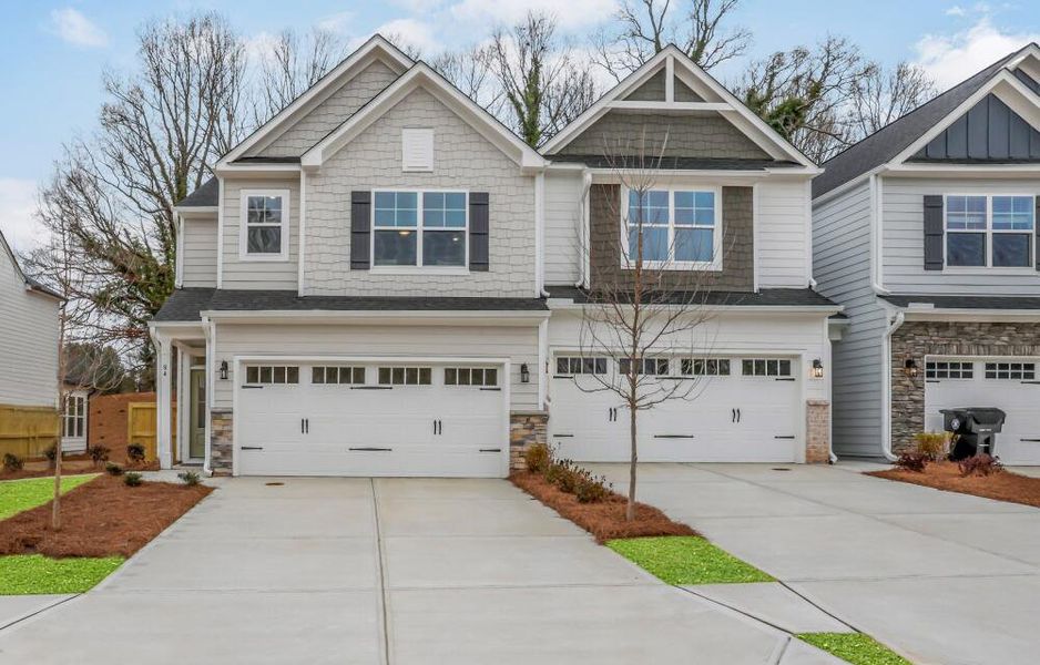 Representative exterior photo of a completed home built from the Southampton by Eastwood Homes in Running Brook Townes, Durham, NC (Image 2). Representative exterior photo of a completed home built from the Southampton by Eastwood Homes in Running Brook Townes, Durham, NC (Image 2).