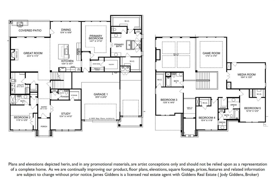 2D floor plan layout of this home in Riverstone, Georgetown, TX (Image 5).