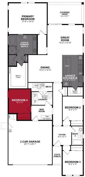 2D floor plan layout of this home in Willows at Bella Vista Farms, San Tan Valley, AZ (Image 4).