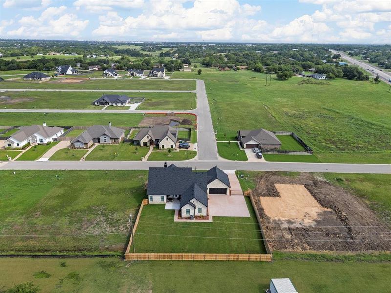 Aerial perspective of suburban area Aerial perspective of suburban area