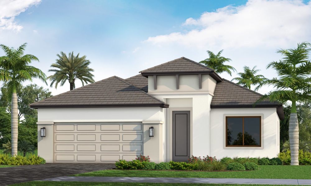 Representative exterior photo of a completed home built from the Fresh Spring by Neal Communities in SkySail, Naples, FL (Image 13).