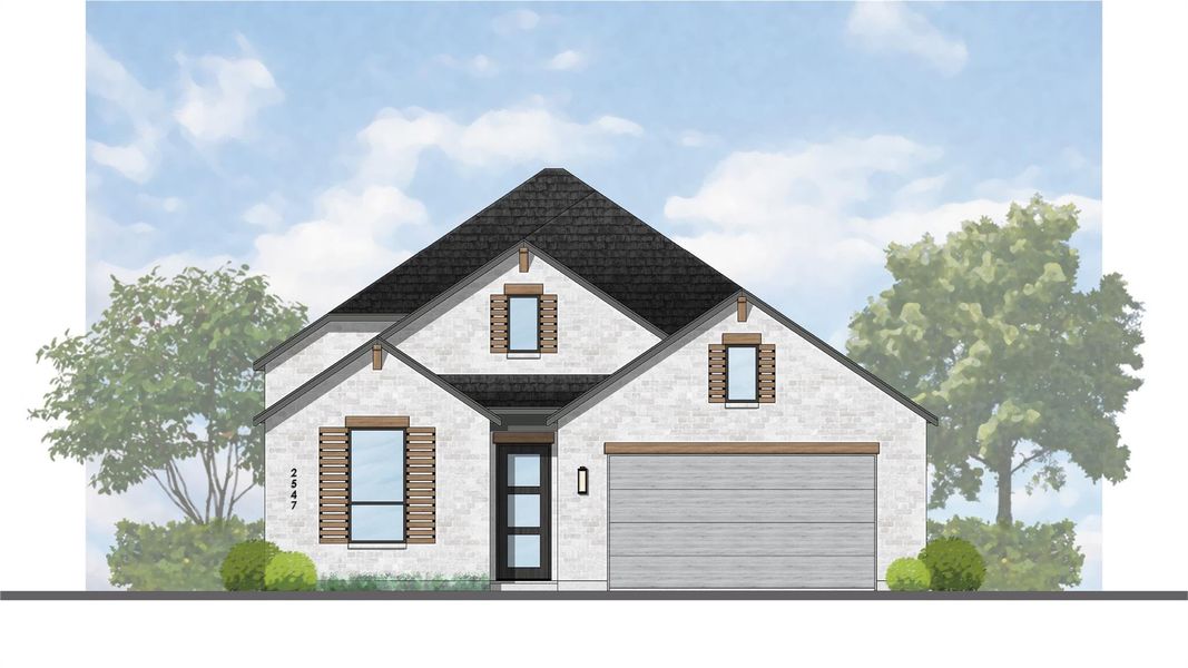 Exterior rendering of this home design in Grand Central Park, Conroe, TX (Image 2).