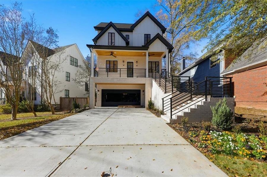 Front exterior of a new home in , Brookhaven, GA, highlighting curb appeal (Image 1). Front exterior of a new home in , Brookhaven, GA, highlighting curb appeal (Image 1).
