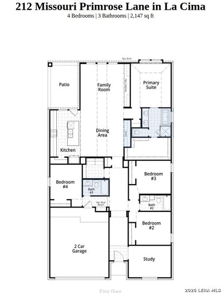 2D floor plan layout of this home in La Cima, San Marcos, TX (Image 4).