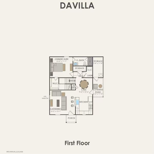 2D floor plan layout of this home in The Courtyards at Stokesbury, Waller, TX (Image 3).