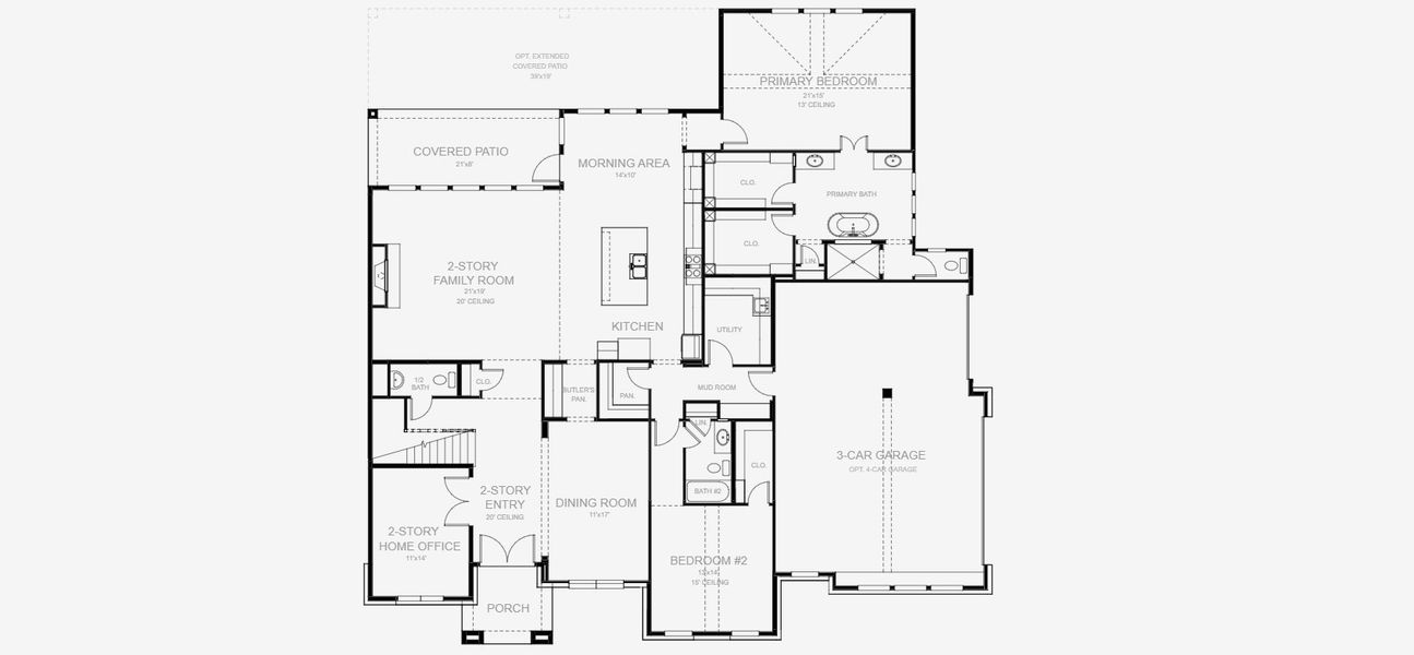 2D floor plan layout for the 4327A by Perry Homes in Creek of Driftwood, Driftwood, TX (Image 3).