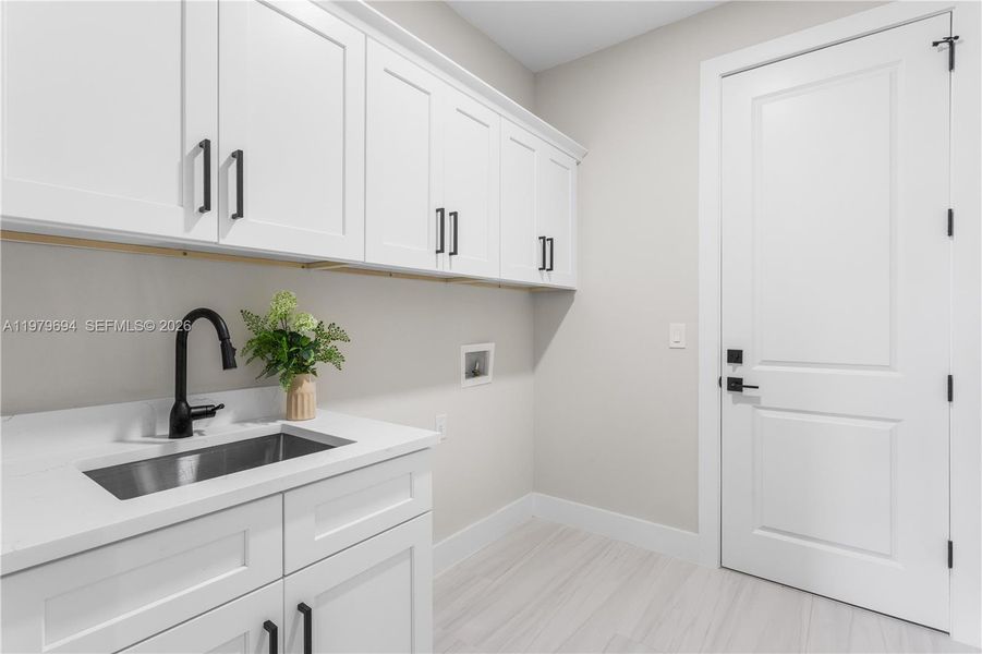 Laundry tub and custom cabinetry for added storage :) Laundry tub and custom cabinetry for added storage :)
