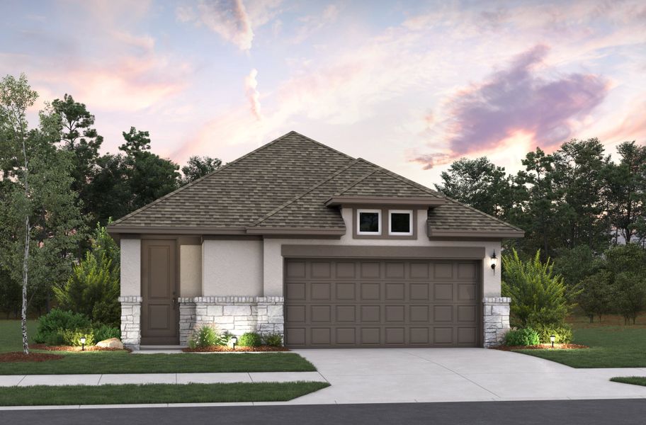 Representative exterior photo of a completed home built from the Bristol by Beazer Homes in Confluence, Marion, TX (Image 2). Representative exterior photo of a completed home built from the Bristol by Beazer Homes in Confluence, Marion, TX (Image 2).