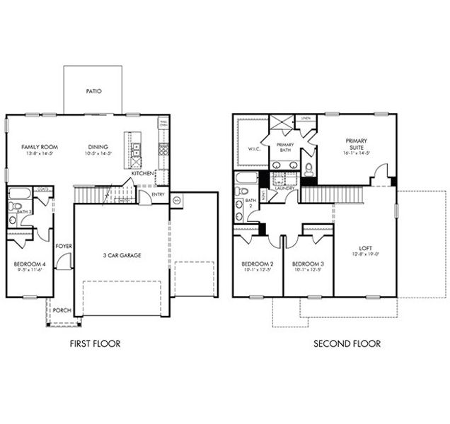 2D floor plan layout for the Rockwell by Meritage Homes in Briarcreek - Bronze Series, Cane Ridge, TN (Image 3).
