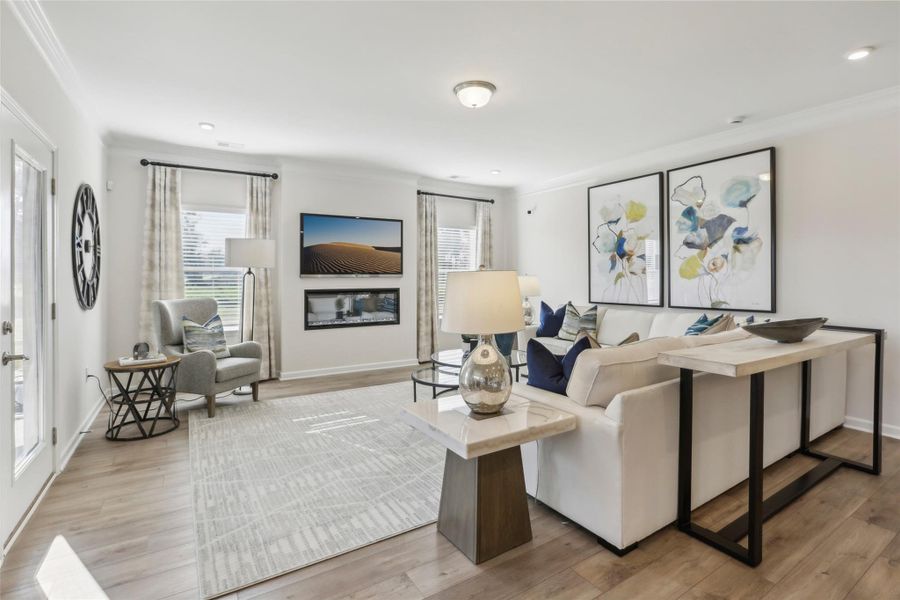 The Avondale-Family Room. Sample image for illustration; upgrades, options, and colors may vary.