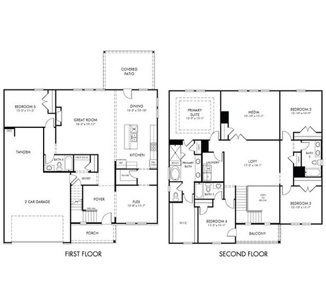 2D floor plan layout for the Orchard Park by Meritage Homes in Vines at Mill Creek - Legacy Series, Braselton, GA (Image 3).